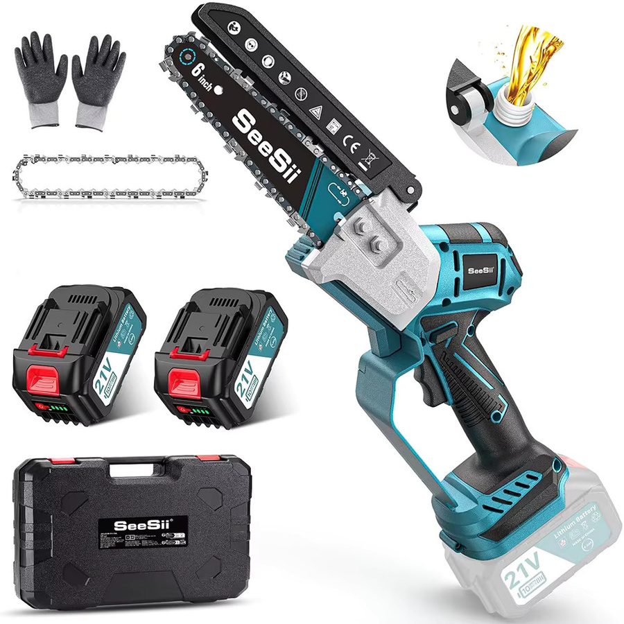 Seesii Kabellose bürstenlose 6-Zoll-Elektrokettensäge in Blau für Makita 18V LXT Akkus - Bild 7