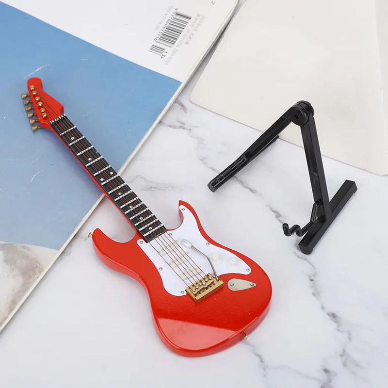 GoolRC Miniatur Rotes E-Gitarrenmodell als Musikinstrument Handwerk Ornament und Geschenk - Bild 2