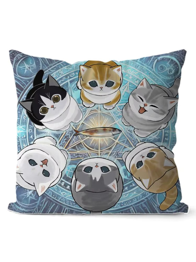 Mofusand Katzen Kissenbezug aus weichem Plüsch in White1 und Multicolor, doppelseitig bedruckt - Bild 2