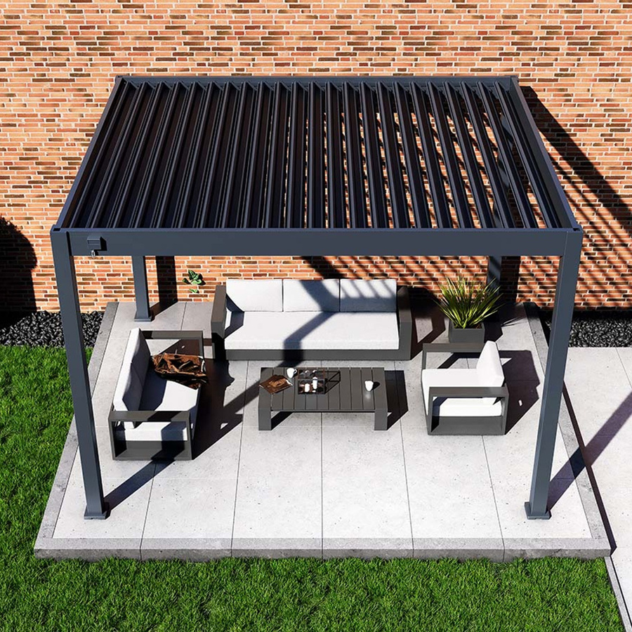 Paragon Outdoor Pergola Grand Tuscan 1012 mit Lamellendach aus Aluminium, Anthrazit, B: 370 cm, T: 310 cm, H: 256 cm - Bild 2