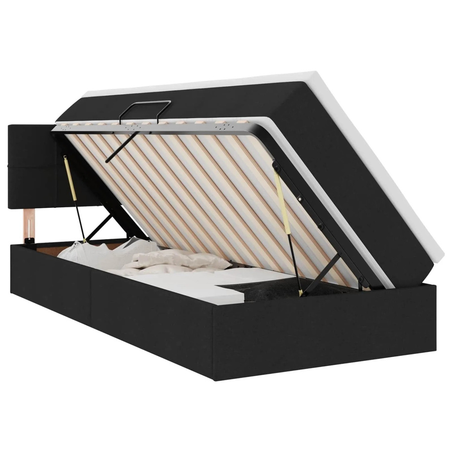 vidaXL Aufbewahrungsbett mit Matratze in Schwarz, modernes Bett mit Lift-up-Funktion, B/T/H: 90 x 190 x 193 cm - Bild 2