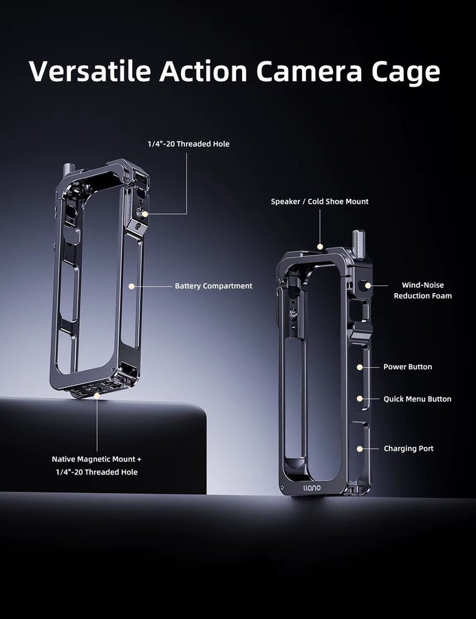 llano Schutzkamerakäfig aus Aluminiumlegierung für die Insta360 X5 Action-Kamera - Bild 2