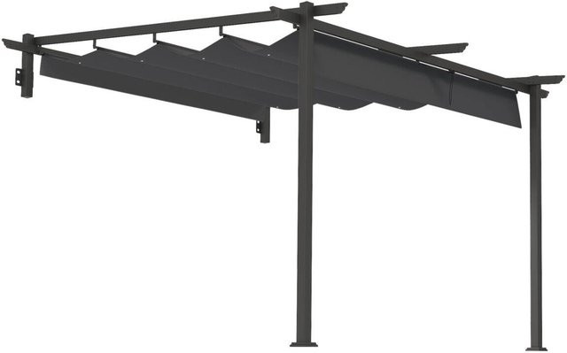 Outsunny Pergola modern Wandmontage aus Aluminium in Anthrazit B/H/L: 297 x 230 x 297 cm - Bild 1