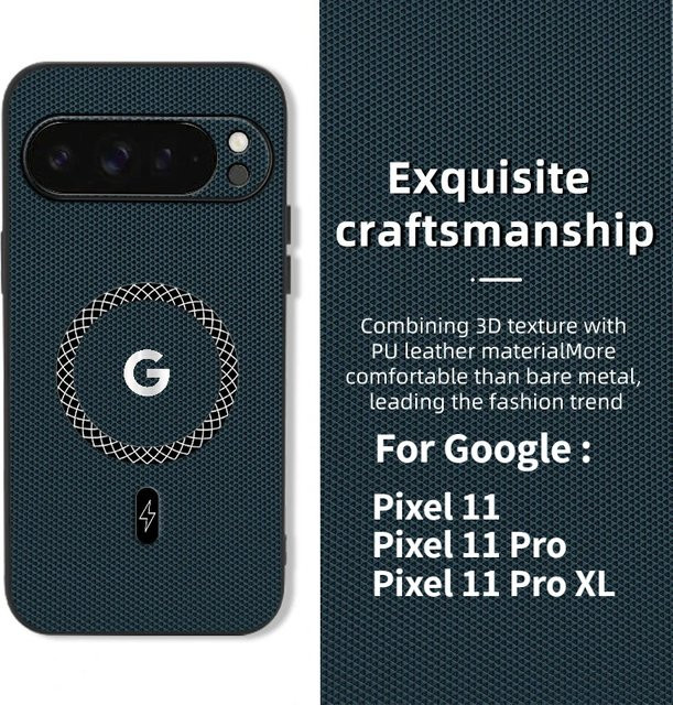 Premium Leder Magnetisches Kabelloses Ladeetui für Google Pixel 11 10 9 8 7 6 A Pro XL in Braun - Bild 1