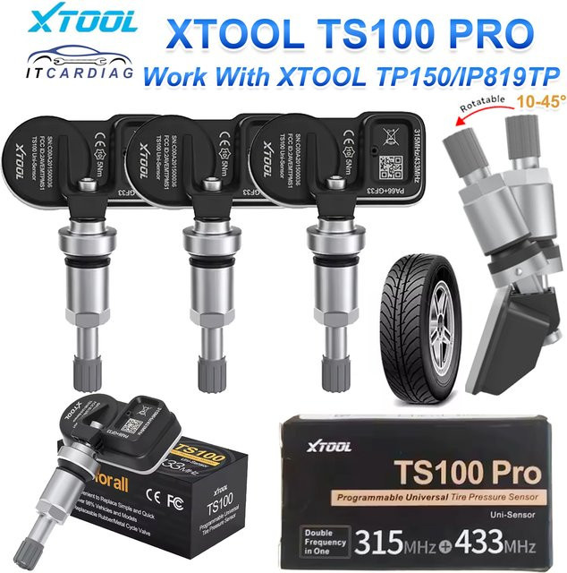 XTOOL TS100 PRO 2 in 1 TPMS Sensor Tester und Programmiergerät für 315 MHz & 433 MHz in Schwarz - Bild 1