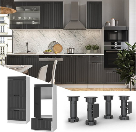 Vicco Mikrowellenschrank Fame-Line Landhaus Weiß Dunkelgrau Breite: 60 cm, Tiefe: 53,63 cm, Höhe: 153,6 cm