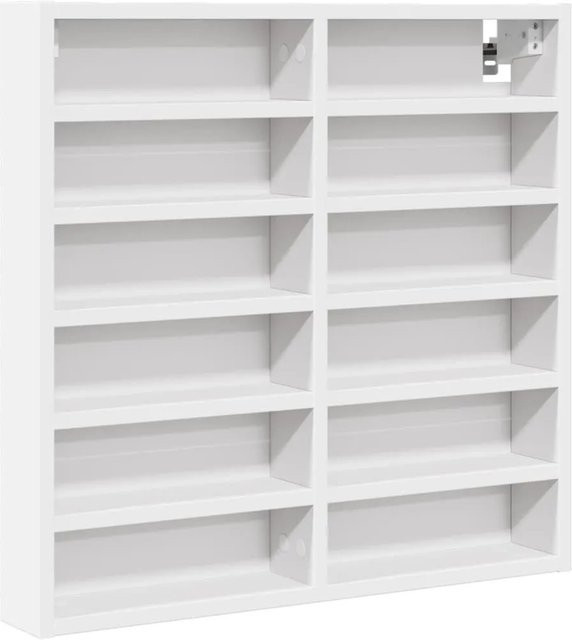 vidaXL Vitrinenschrank Weiß mit Glastüren aus Holzwerkstoff, B/T/H: 60 x 8,5 x 58 cm - Bild 1