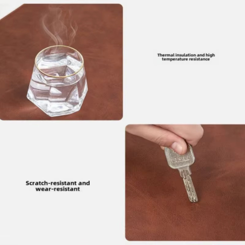 BMAD Schreibtischunterlage aus wasserdichtem PU in Braun als große Mauspad-Schutzmatte für Computer und Laptop mit rutschfestem Design - Bild 4