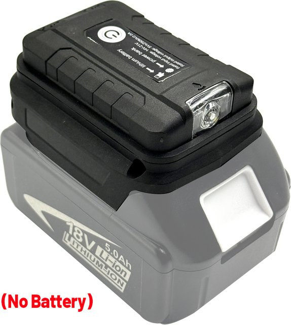 Makita Li-Ion Batterie Adapter mit Dual USB Ports und LED Arbeitslicht in Schwarz - Bild 1