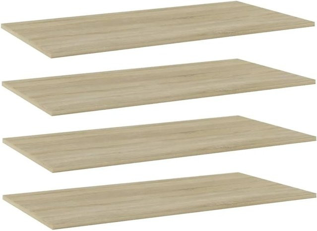 vidaXL Bücherregal-Bretter Set aus Holzwerkstoff, 4 Stück, Sonoma-Eiche, B: 80 cm, T: 20 cm, H: 1,5 cm - Bild 1