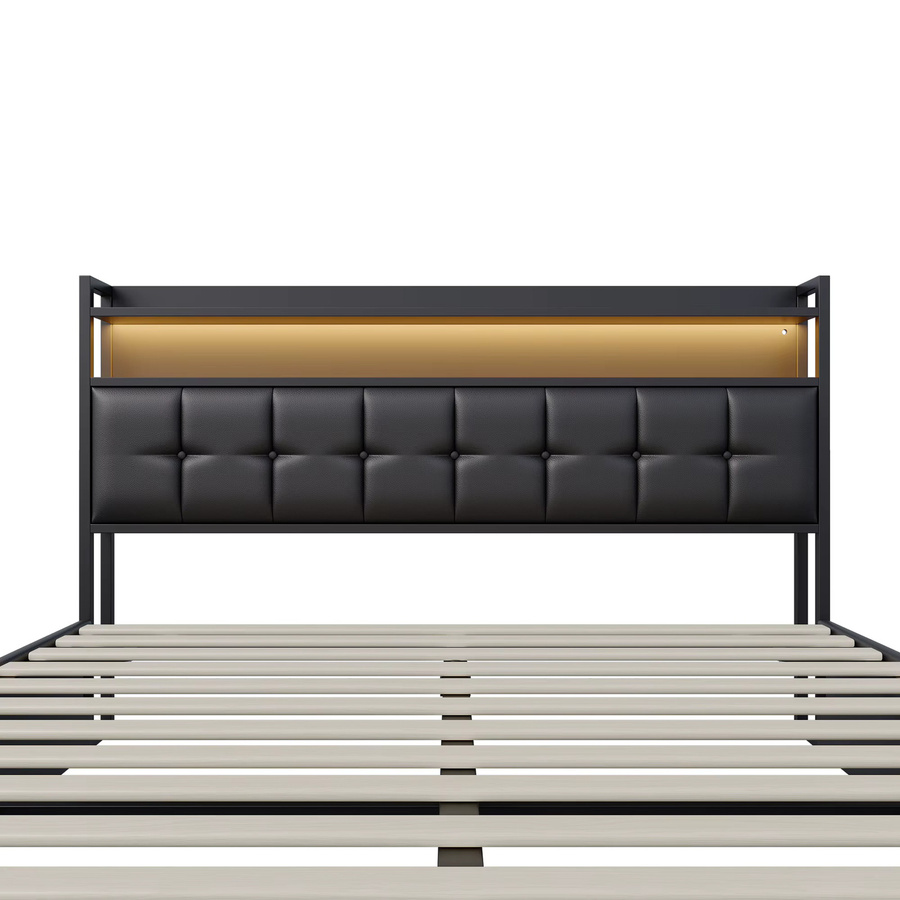 Modernes Polsterbett mit Stauraum und Kopfteil in Grau, Doppelbett mit hydraulischem Lift-up-System aus Kunstleder, B/T/H: 160 x 200 cm - Bild 7