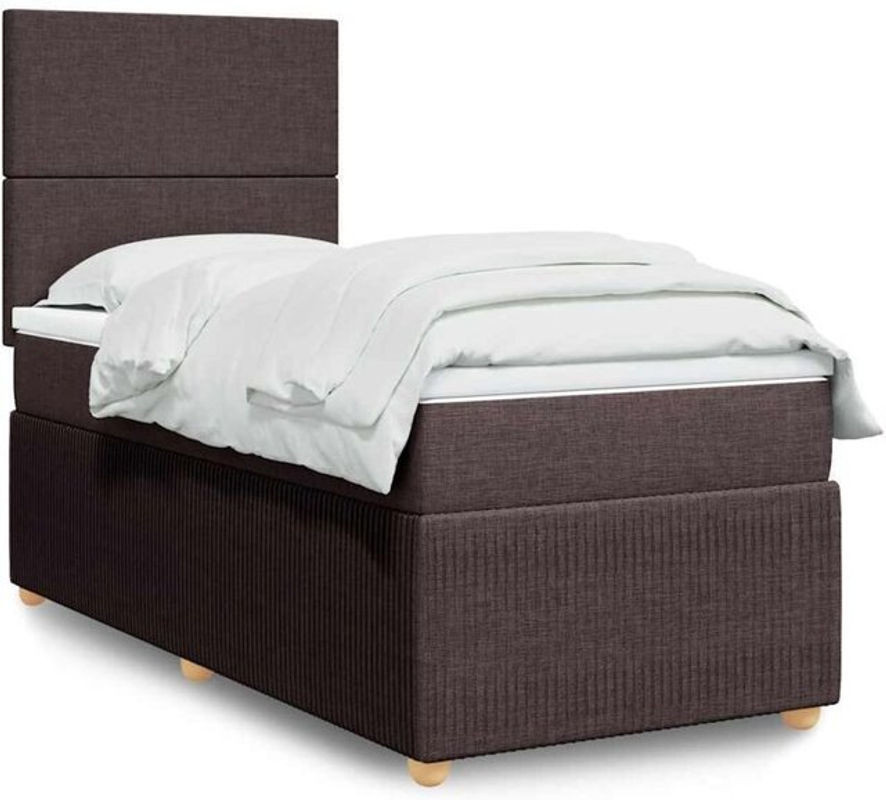 Vidaxl Boxspringbett mit Matratze in Braun und Weiß aus Stoff, B/T/H: 90 x 190 x 140,5 cm - Bild 1