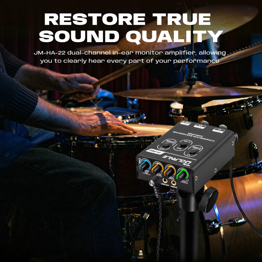 Bolanle P1 PRO Typ-C Dual-Kanal Stereo IEM Verstärker, In-Ear Personal Monitor Mixer Kopfhörerverstärker, Schwarz - Bild 2