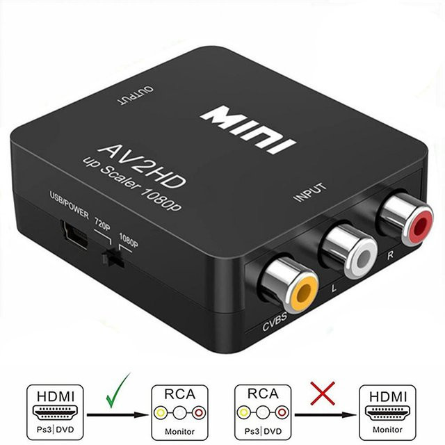 Viesrita AV zu HDTV Konverter White – RCA AV zu HDMI Video Scaler mit Full HD 1080P Unterstützung - Bild 1