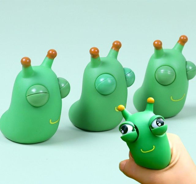 soulbao Grüne Wurm-Quetschspielzeuge, Augen-Fidget Sensorische Stressabbau-Spielzeuge, 1/3 Stück - Bild 1