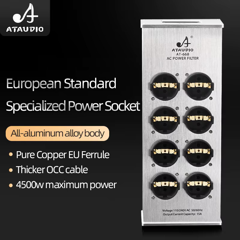 Hi-End EU Hifi Leistungsfilter Audio-Reiniger und Leistungskonditionierer mit EU-Steckdosenleiste in Schwarz oder Silber - Bild 2