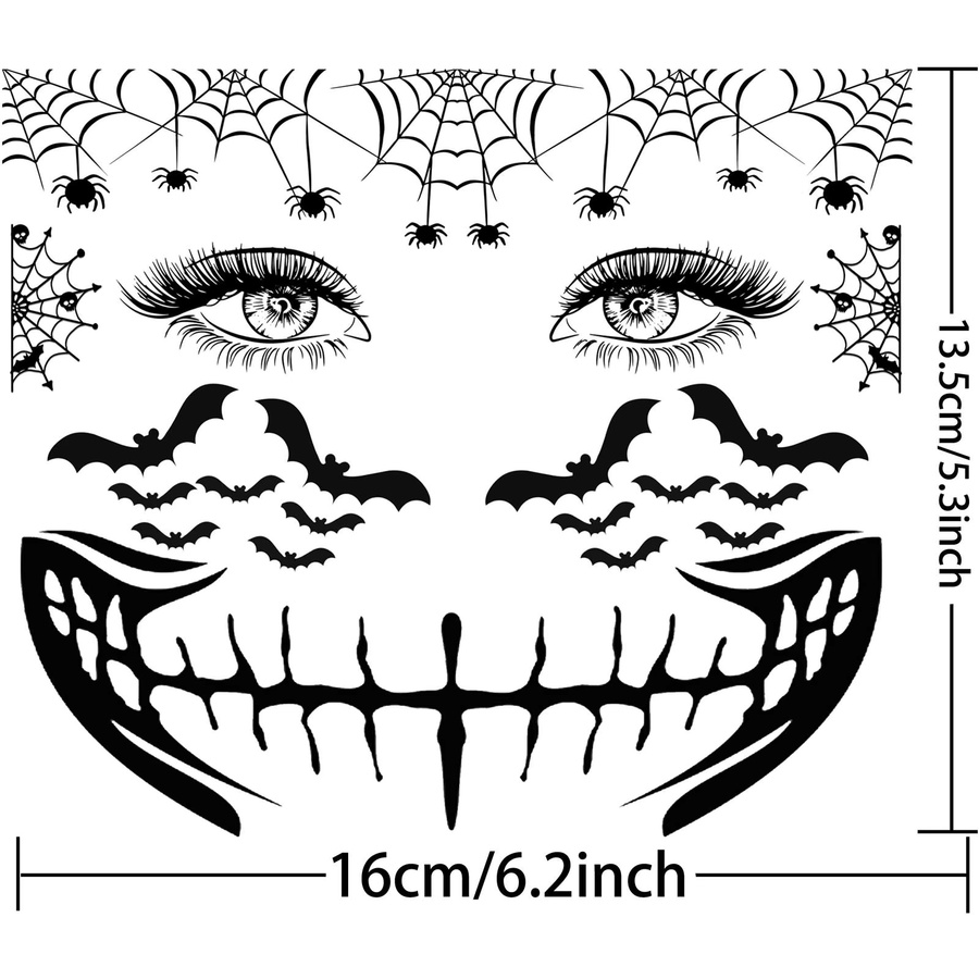 YURAN Temporäre Tätowierung, Zombie-Monster-Stich-Mund, Unisex - Bild 4