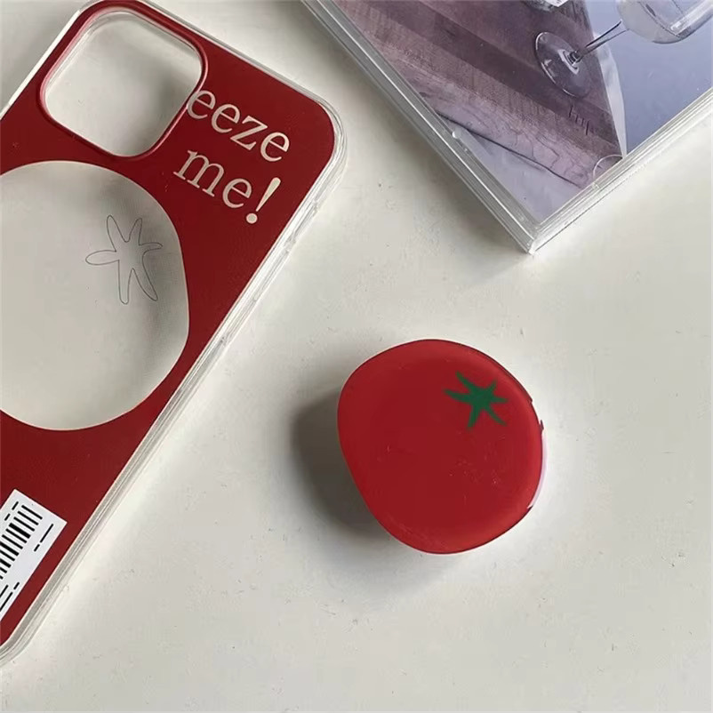VIKEFON Griptok Halter mit Gemüsetomaten Design in Rot für iPhone und Samsung als universeller Telefonring-Stützständer - Bild 2