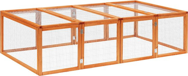 PawHut Freilaufgehege für Kleintiere aus Tannenholz in Natur Braun, B/T/H: 181 x 100 x 48 cm - Bild 1