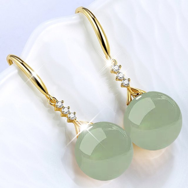 ALCADEN Ohrstecker 925 Sterling Silber, Zirkon, Jade-Perlen, Damen - Bild 1