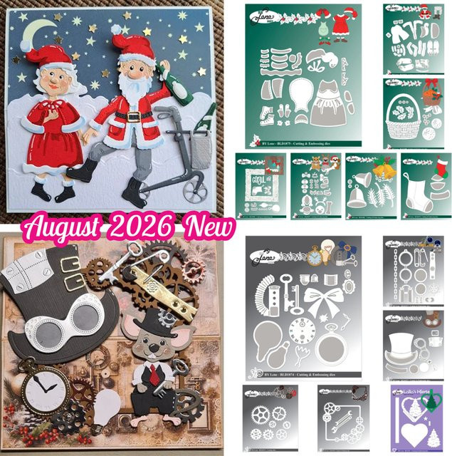 BY Lene 13-teiliges Stanzformen-Set Weihnachten und Steampunk in Silber aus Metall für Scrapbook und DIY Basteldekoration - Bild 1