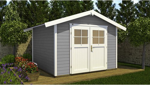 WEKA Gartenhaus 122 Gr.3 Log Cabin mit Satteldach in Grau, B/H/T: 380 x 245 x 205 cm - Bild 3