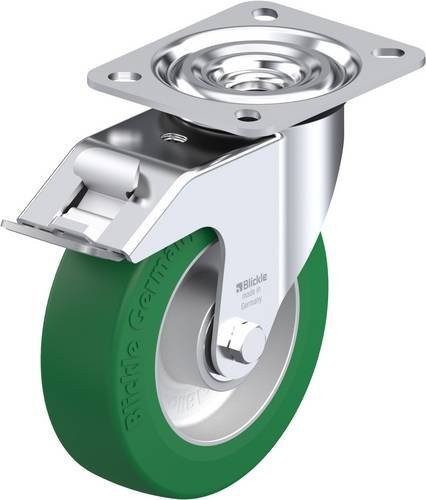 Blickle L-ALST 125K-FI Lenkrolle mit Feststeller in Silber und Grün, Rad-Durchmesser: 125 mm, Tragfähigkeit: 250 kg - Bild 1