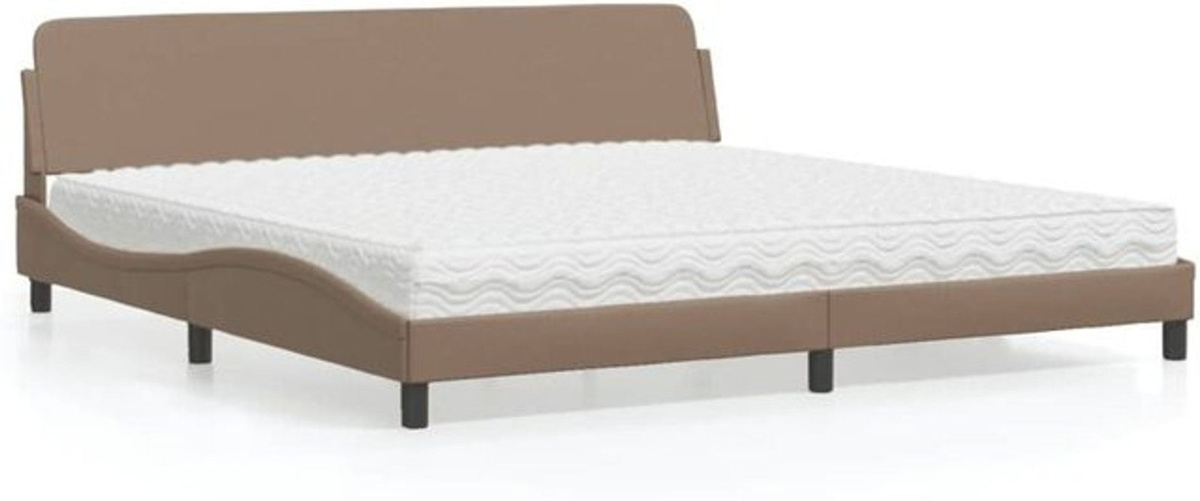 Vidaxl Polsterbett Dover mit Matratze aus Kunstleder und Metall in Braun und Weiß, B/T: 200 x 200 cm - Bild 1