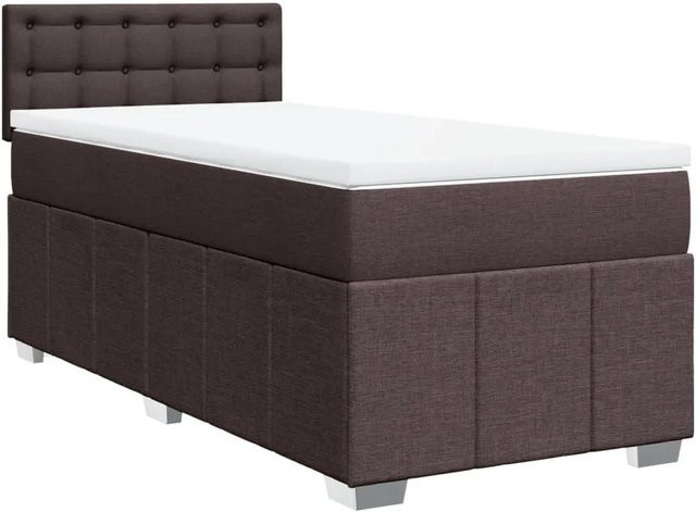 vidaXL Boxspringbett Dunkelbraun mit Matratze und LED-Beleuchtung, Hybrid-Bett mit USB-Anschluss, B/T: 100 x 200 cm - Bild 1