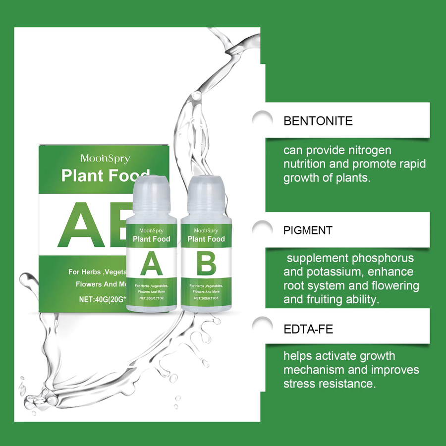MoonSpry Hydroponic Nutrient Solution AB Dual Agent Flüssige Nahrungsergänzung für die Bodenlose Kultivierung von Blumenpflanzen - Bild 2