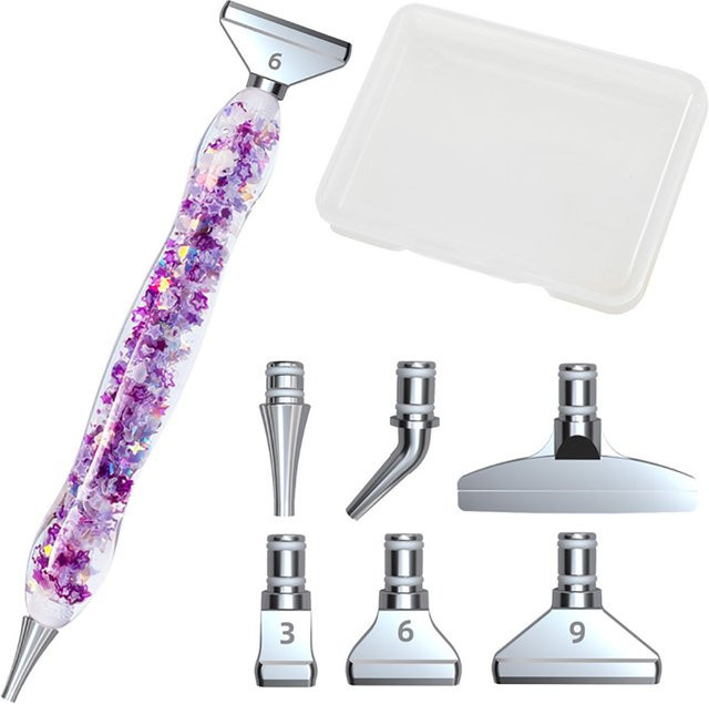 5D Leuchtende Diamantmalerei Bohrstift Set mit Harz- und Metallköpfen in Blau und Multicolour für Stickerei und Nail Art - Bild 1