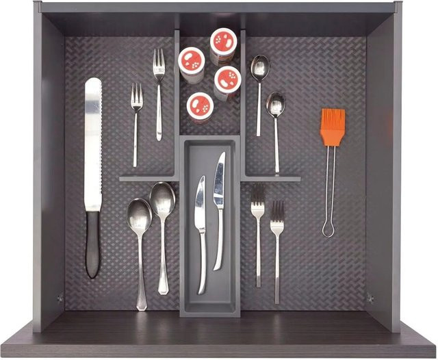 Ninka Besteckeinsatz Basis-Set 5 mit Trenner aus Kunststoff in Dunkelgrau, Tiefe: 55 cm - Bild 1