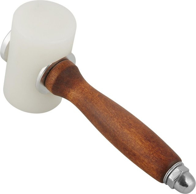 Igeteck T-förmiger Leder-Nylonhammer mit Holzgriff für Lederschnitzereien in Weiß - Bild 1