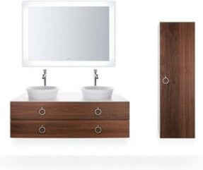 Duravit Halbhochschrank White Tulip mit Glastüren und LED-Beleuchtung, Weiß/Braun, B: 40 cm, T: 36 cm, H: 132 cm - Bild 1