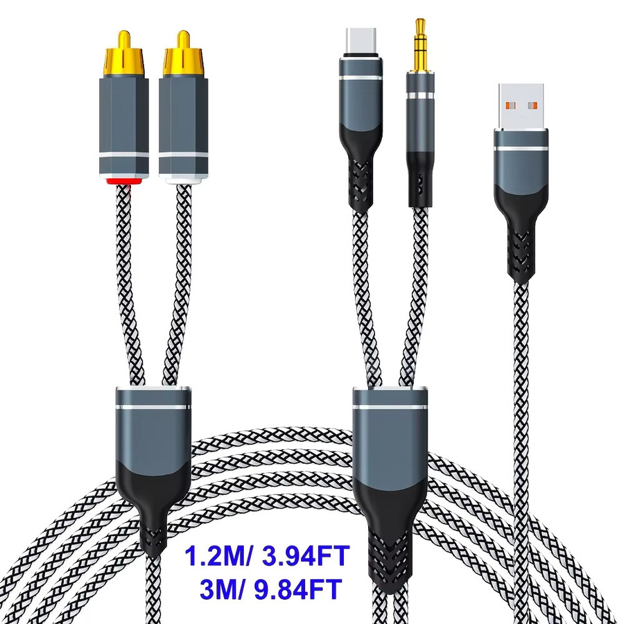 USB-C auf Dual-RCA Audio-Adapter mit 3,5-mm-Klinke in Schwarz für Heimkinosysteme und DVD-Player - Bild 3