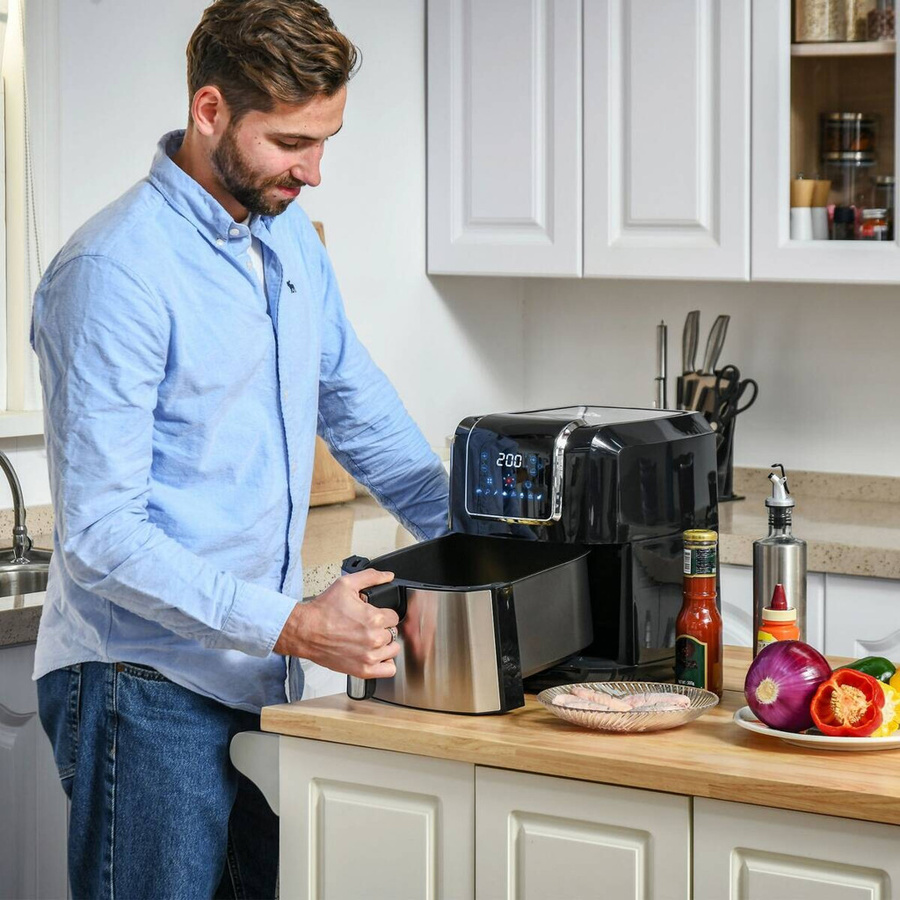HOMCOM Heißluftfritteuse Schwarz mit 6,5 l Fassungsvermögen, B/H/L: 29 x 36,5 x 33,8 cm - Bild 3