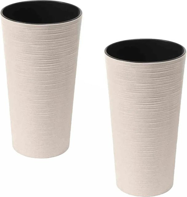 Siena Garden Pflanzgefäß Set Eco Locon 2-teilig Weiß Durchmesser: 30 cm, Höhe: 57 cm - Bild 1