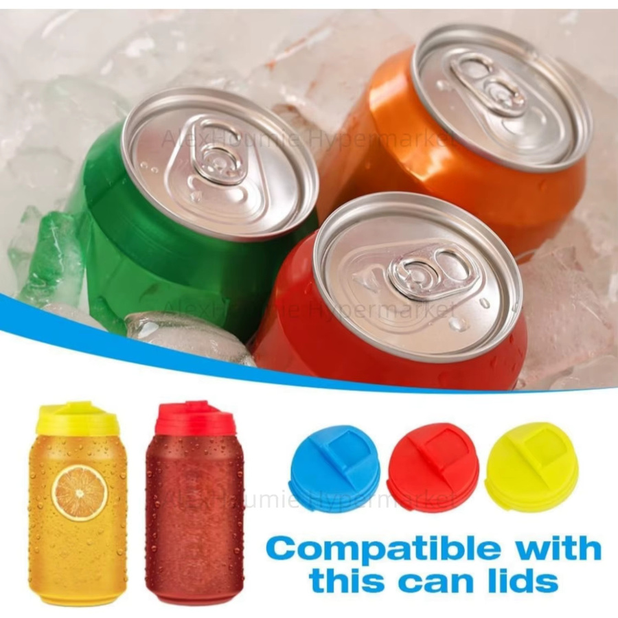 AlexHoumie 3er-Set wiederverwendbare Soda-Dosenabdeckungen aus Kunststoff in Blau, auslaufsichere Schutzdeckel für Standard-Getränkedosen - Bild 4
