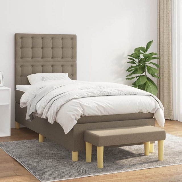 vidaXL Boxspringbett mit Matratze Hybrid-Design in Taupe, B/T: 100 x 200 cm - Bild 2