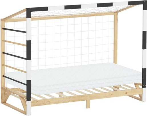 ML-Design Kinderbett Fußballtor aus massivem Kiefernholz mit Matratze und Lattenrost, B/T: 90 x 200 cm, H: 10 cm - Bild 1