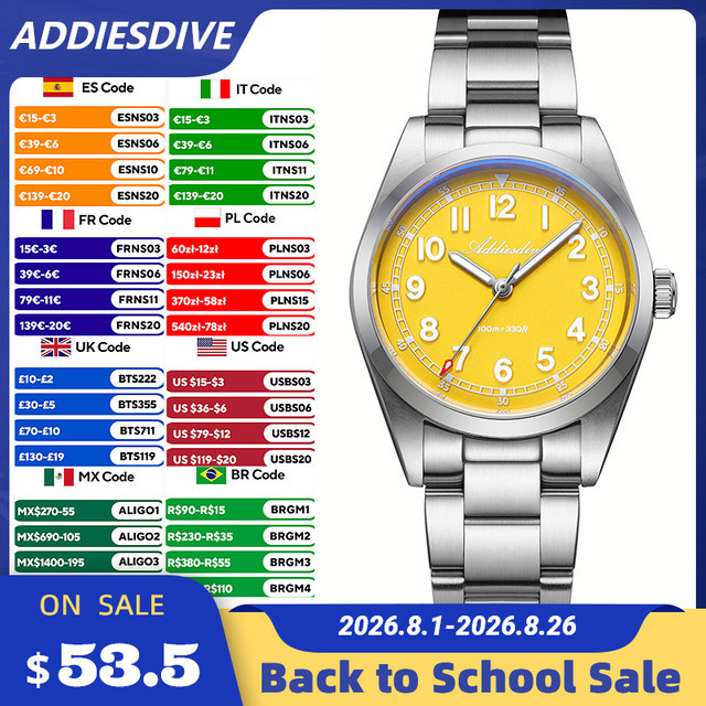 ADDIESDIVE Armbanduhr, Quarz, Edelstahl, Saphirglas, Herren - Bild 1