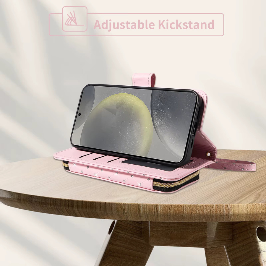 Flip Wallet Handyhülle für Samsung Galaxy mit Kreditkartensteckplatz in Pink - Bild 3