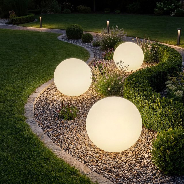tectake Kugelleuchte in Weiß mit LED-Beleuchtung 12 W, inklusive Fernbedienung, Leuchtmittel und Erdspieß für Garten, Balkon und Terrasse - Bild 1