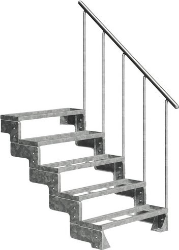 Dolle Außentreppe Gardentop aus Stahl mit 5 Einlegestufen in Silber, Geschosshöhe: 90 cm - Bild 1