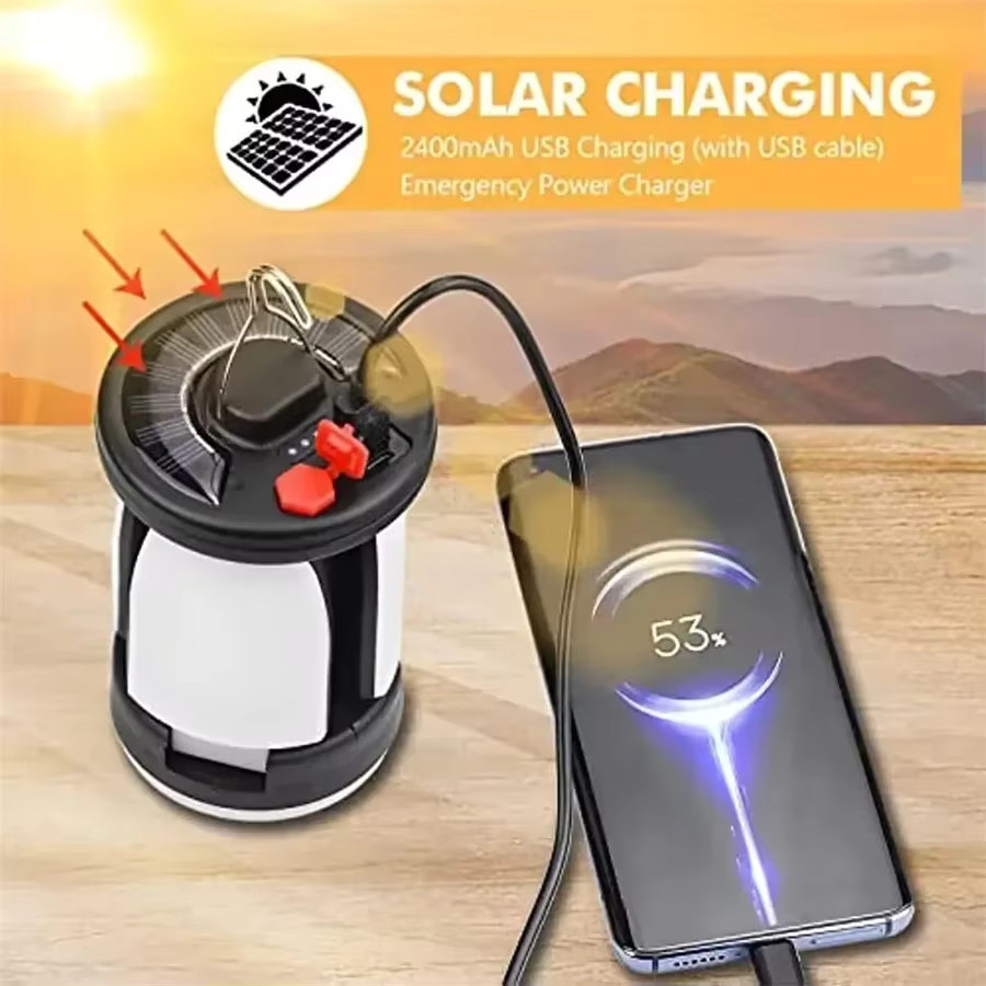 XIWANGFIRE Solarbetriebene Faltbare LED-Glühbirne in Schwarz mit weißem Licht für Camping und Notbeleuchtung - Bild 3