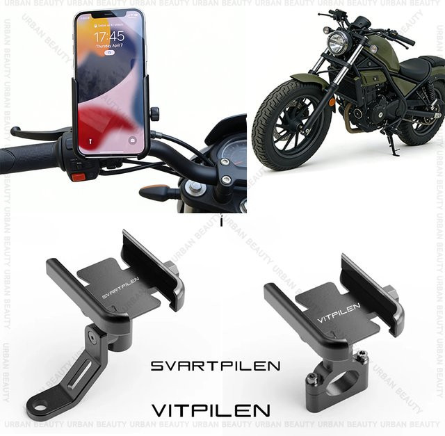 Motorrad Handyhalterung für Husqvarna Svartpilen und Vitpilen 125 250 401 in Schwarz zur Montage am Lenker oder Rückspiegel inklusive GPS Halterung - Bild 1
