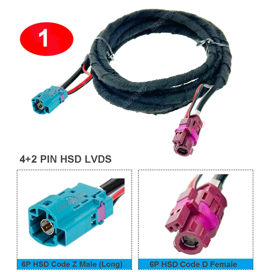 BEVOTOP 4+2 Pin HSD Kabel mit 6Pin Z Stecker auf 6Pin D Buchse Gerade und Rechtswinkel 90 Grad für Jack LVDS Video Line Kabelbaum - Bild 3