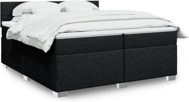 vidaXL Boxspringbett mit Matratze Schwarz, Hybrid-Bett mit USB-Ladeport und Unterbettbeleuchtung, B/T: 200 x 200 cm - Bild 1