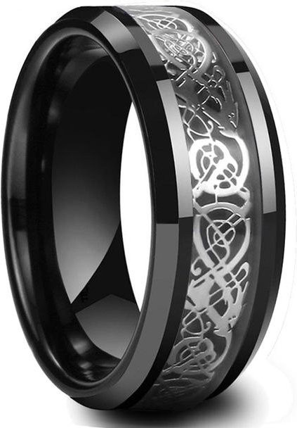 Keltischer Drachen Ring Edelstahl, Rot, Zirkonia, Herren - Bild 1