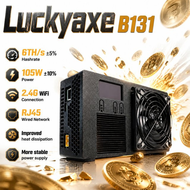 Luckyaxe B131 Bitcoin Miner SHA256 ASIC BTC Miner mit 6TH/s und 105W in Schwarz - Bild 1